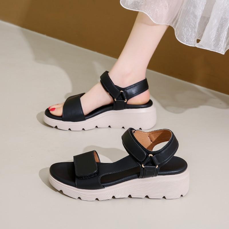 Foreign trade large size platform sandals women's 2025 summer new light and comfortable casual Velcro beach women's shoes