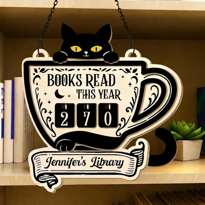 Счетчик прочитанных книг за год Трекеры книг Подпись Подарок книголюбу для учителей, библиотекарей, читателей Деревянные декоры для библиотеки