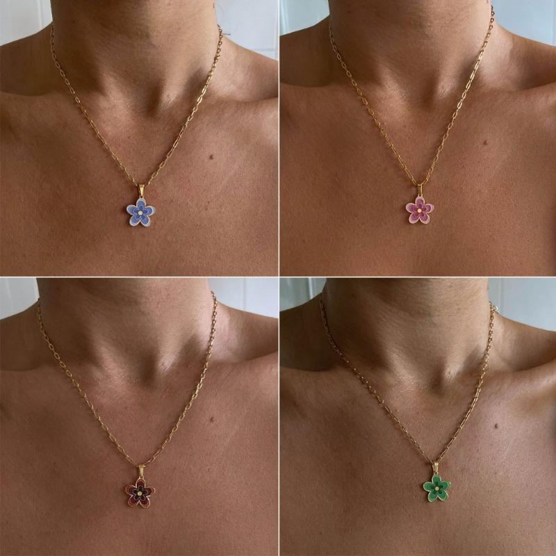 10 Pcs Colorful Flower Pendants Five Petal Flower Charm Jewelry DIY Accessories for DIY Necklace Bracelet Jewelry