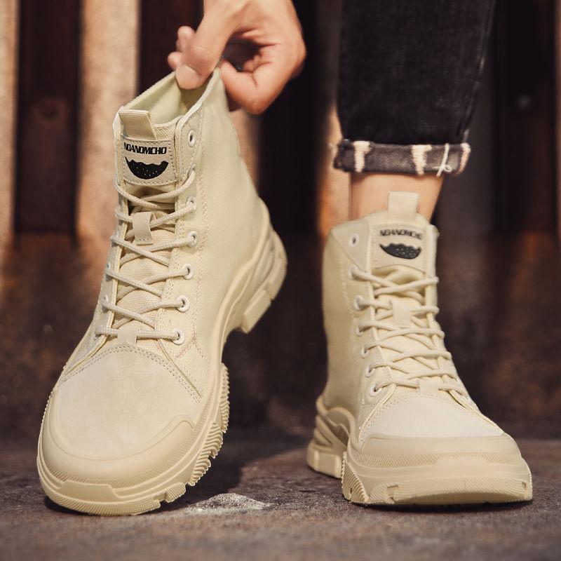 2026 Новинка Мужские Высокие Кеды для Открытого Воздуха Desert Boots на Толстой Подошве Рабочая Обувь Универсальные Весенние Осенние Модные На Шнуровке