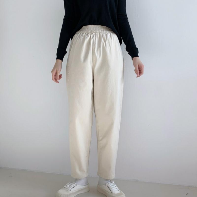 Shop Women Diagonal Spring Loose Fit Cotton Stretch Pants 21ds Wpt 11807 Z