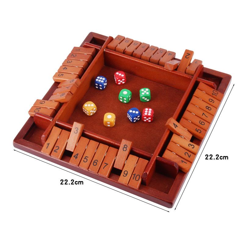 Ретро Цветной Shut The Box Настольная игра с кубиками Деревянные плашки и кубики 4 игрока Паб Бар Вечеринка Принадлежности Семейное развлечение