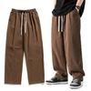 Мужские повседневные льняные брюки с карманами и шнурком, свободные брюки в стиле хип-хоп, уличная одежда