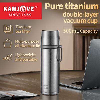 KAMJOVE титановая бутылка для воды, легкая, пищевая, сохраняющая тепло, кружка-чайник, для занятий спортом на открытом воздухе, кемпинга, велоспорта, путешествий, 500 мл, 24 ч