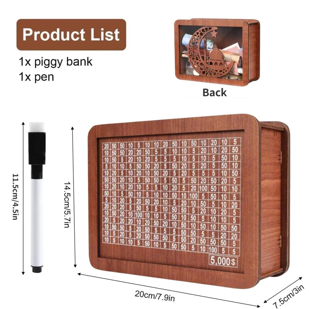 Копилка для сбережений евро 500/1000/2000/3000/5000/10000 долларов, деревянная копилка ручной работы с денежными целями и цифрами для детей и взрослых