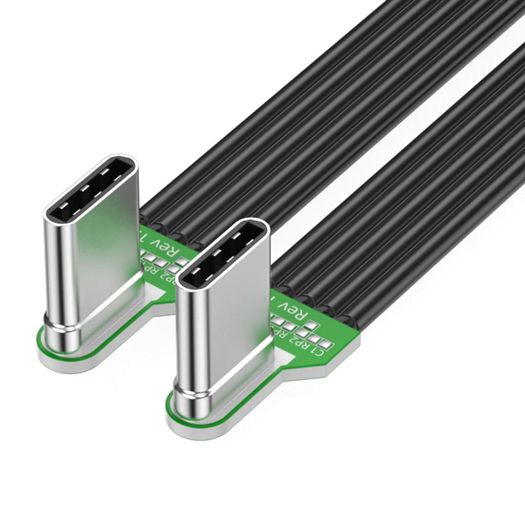 Гибкий кабель Type C - Type C плоский силиконовый мягкий провод с левым и правым угловыми разъемами, 8 вариантов длины для камер и электроники