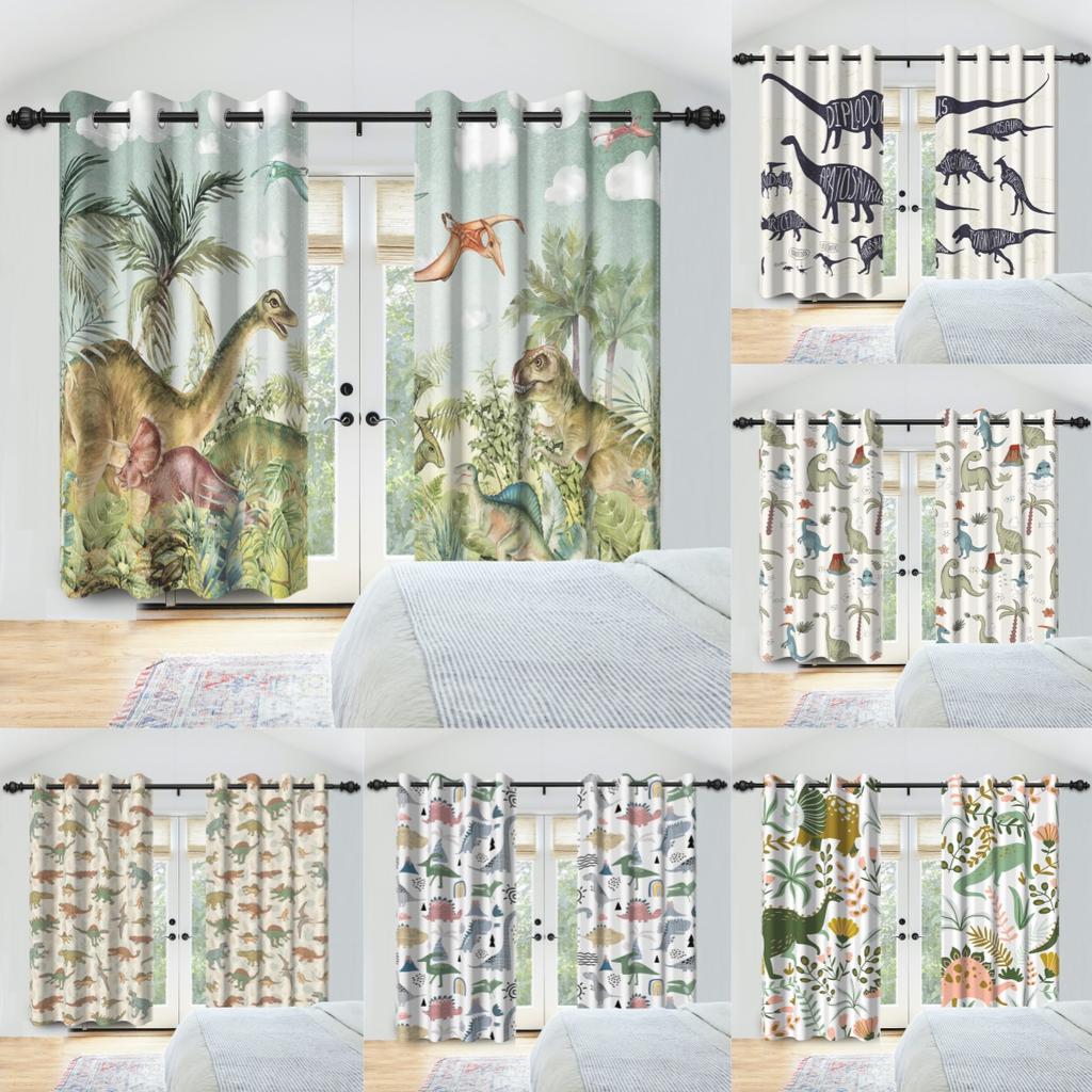 2 шт./компл. Детские шторы с динозаврами, красочный принт, дизайн джунглей, забавные светонепроницаемые шторы, декор для спальни мальчика/девочки