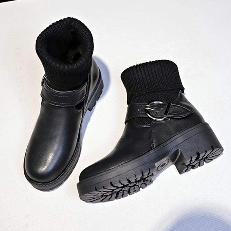 Fashion Knit Socks Boots for Women Wool Elastic Mouth Designer Short Boots Fashion Ladies Casual Shoes Leather Women's Platform Boots