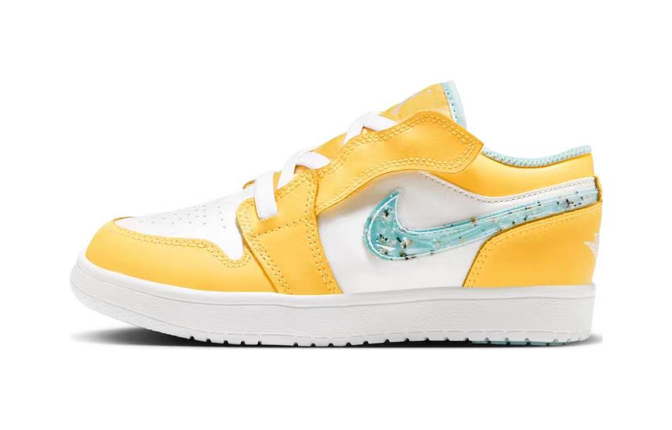 Jordan Air Jordan 1 Low Alt SE PS Канвас Дышащие Низкие Детские Кеды для Скейтбординга Желто-Белые DX4387-800