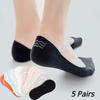 5 Pairs Women Invisible No Show Nonslip Loafer Socks Boat Liner Cotton Socks Comfortable Ankle Socks
