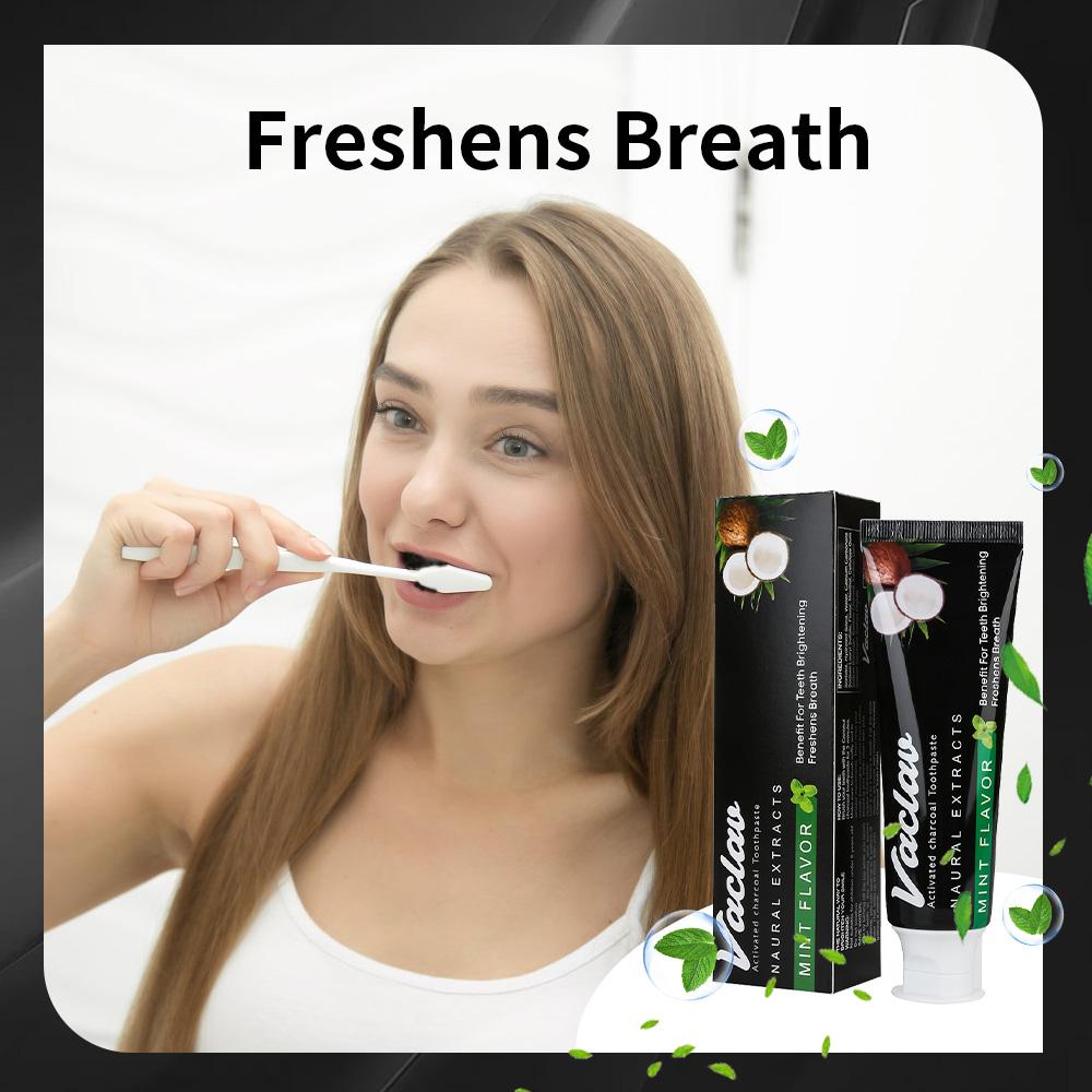 Teeth Whitening Activated Charcoal Mint Flavor Toothpaste Natural Toothpaste, Removes Plaque, No Artificial Colors