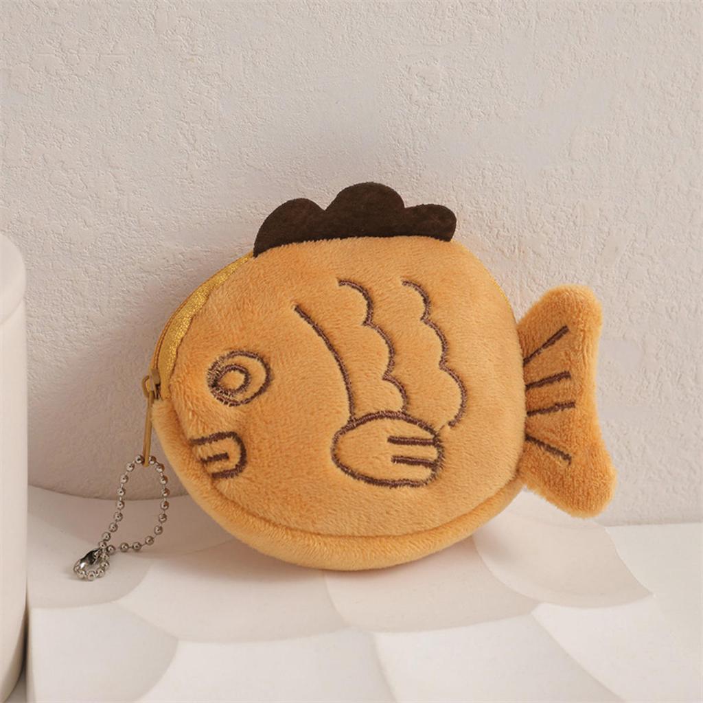 Милый плюшевый кошелек для монет в виде рыбы-щелкуна для женщин, кошелек для денег, карт, ключей, наушников, кошелек для мелочей, мешочек на молнии, клатч