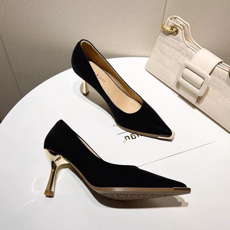 Модная женская обувь 2024 Весенние туфли-лодочки Бежевые туфли на высоком каблуке Рабочее платье Профессиональные остроносые сандалии на танкетке Женские с мелким вырезом Новейшие 12 см Мне