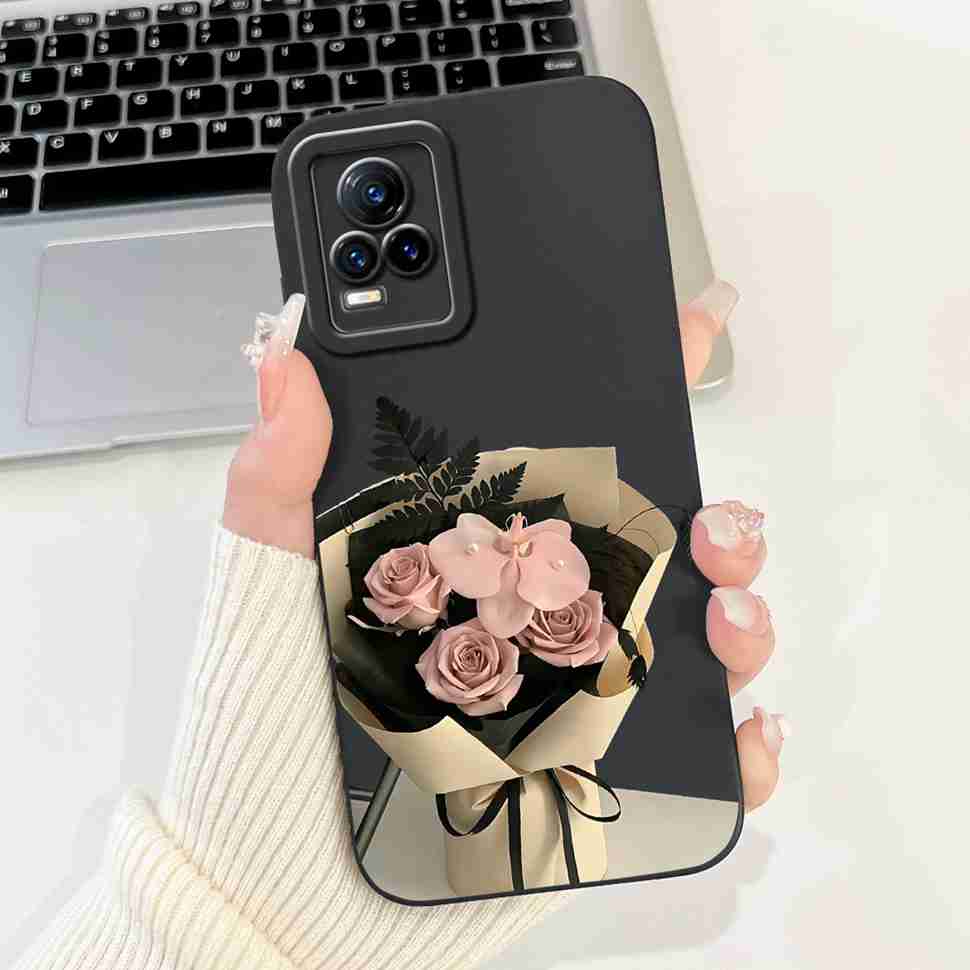 Для Vivo V21e 4G V2061 6.44" Чехол Модная Расписная Мягкая Силиконовая TPU Крышка Для Vivo Y73 2021 V2059 Роскошные Чехлы для Телефона с Цветами и Кошками