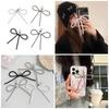Cute Bowknot Beaded Pendant Cellphone Charm Phone Chain Functional Keychain Ornament Keyring for Bag Purse Backpack