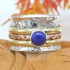 Кольцо с лазуритом, Серебряное кольцо 925, Трехцветное кольцо, Заявление, Кольцо в стиле бохо, Рождественское кольцо, Подарок унисекс, Серебряное кольцо