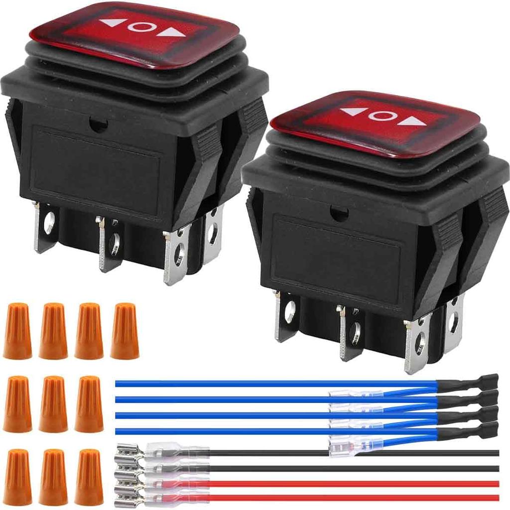Кулисный переключатель 6-контактный 3-позиционный реверсивный переключатель постоянного тока 12 В 10 А переключатель управления двигателем водонепроницаемый для автомобиля кнопка лодки с проводом 2 шт.
