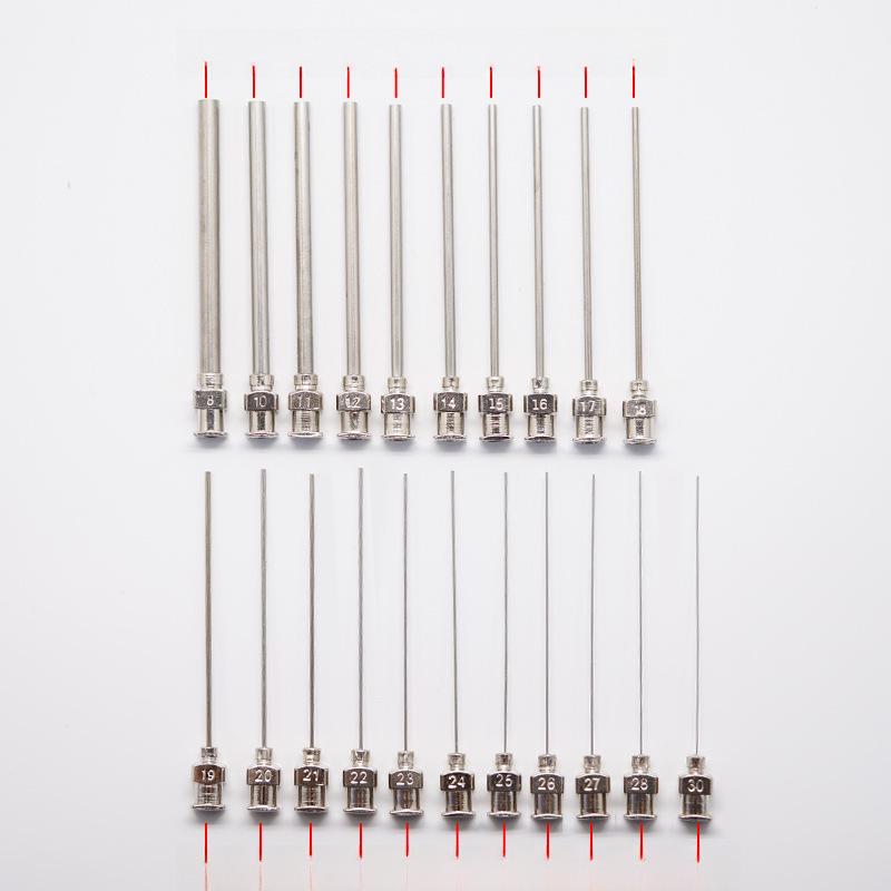 Дозирующая игла из нержавеющей стали с плоским кончиком, общая длина 61,5 мм, длина трубки 50 мм.