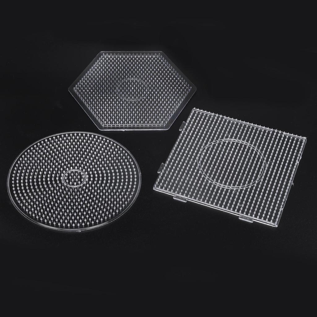 Plastic Bead Boards, 3 Pieces Templates with Transparent and Round Shapes Boards for Projects and Crafting