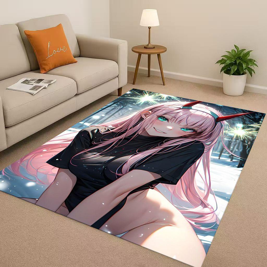 Сексуальная Девушка Ноль Два DARLING in The FRANXX Мультяшный Ковер для Гостиной Нескользящий Ковер для Спальни, Дивана, Легко Чистящийся Домашний Коврик