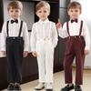 Toddler Birthday Tuxedo Outfit Summer British Style Boys Wedding Suit Set White Elegant Kids Choir Performance Formal Wear 6 8 Y