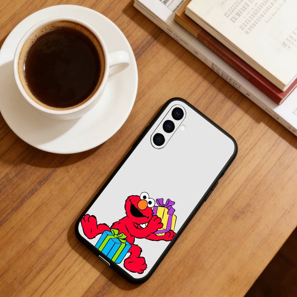 Cut Cartoon E-Elmo Phone Case Black Silicone Soft For Samsung Galaxy A73,A72,A71,A70,A53,A52,A51