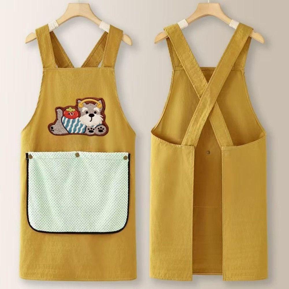 Dirt-Proof Waterproof Oil Resistant Apron Lightweight Cross Back Work Apron Household Cleaning