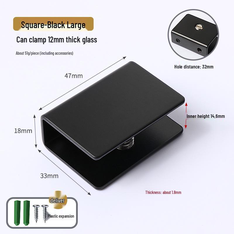 Полукруглый квадратный зажим для стекла из нержавеющей стали, кронштейн для полки