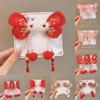 1 Pair 2025 Children's New Year Hair Clips Red Butterfly Side Clip Hair Accessories for Girls Kids