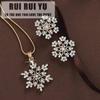 RUI RUI YU, 2 шт./компл., женские серьги из сплава, ожерелье со снежинкой и бриллиантами + серьги-снежинки