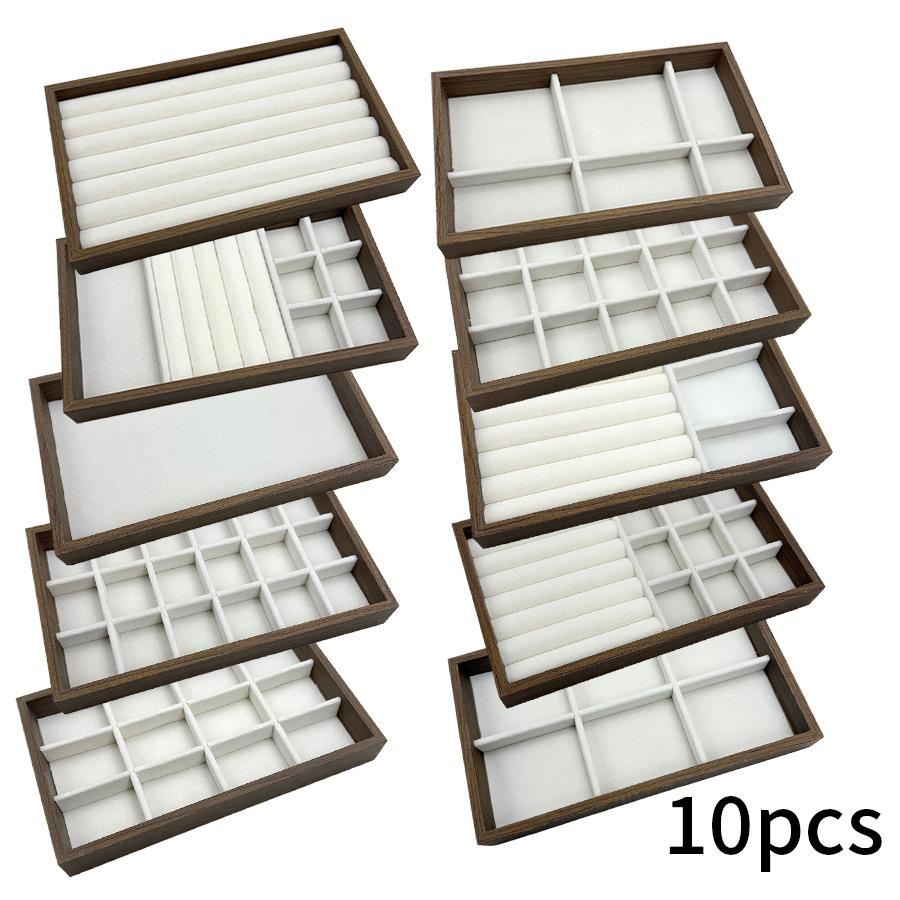 1 Pc, Walnut Wood Pattern Jewelry Box, Jewelry Tray, Suitable for Storing Necklaces, Rings, Earrings and Ear Studs. Color: Beige