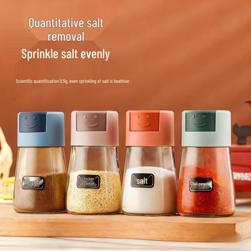 Press-Type Salt Control Glass Spice Jar - Moisture-Proof, Sealed, Ideal for BBQ & Kitchen