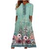 Women's Summer Casual Printed V-Neck Short-Sleeve Swing Dress