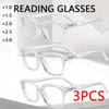 3PCS Women Fashion Reading Glasses Oversized Square Large Frame Magnifing Glasses Presbyopia Eyeglasses Diopter +1.0~+3.0