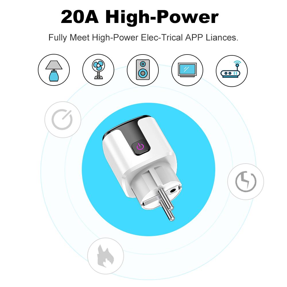 Tuya Smart WiFi Bluetooth EU Plug 20A Розетка с мониторингом мощности Таймер Розетка Блокировка от детей Google Home Alice SmartThings Alexa
