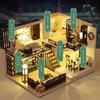 Moin Moin Dollhouse Miniature Handmade Kit Set DIY  Two-story Model Room Style Modern Medium 124  LED Light + Acrylic Case Gentile