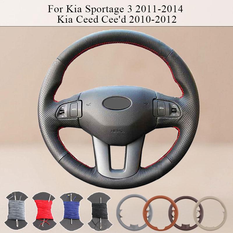 Customized DIY Black Car Steering Wheel Cover For Kia Sportage 3 2011 2012 2013 2014 Kia Ceed Cee'd 2010-2012 Microfiber Leather