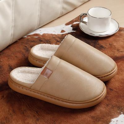 Новые хлопковые тапочки унисекс 2025 - Толстая подошва, плюшевая подкладка, нескользящие, водонепроницаемые для ношения в помещении осенью/зимой