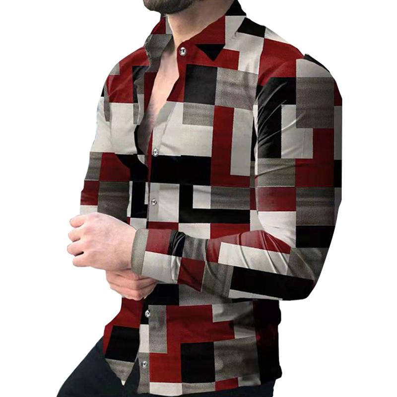 Men's Geometric Printed 3D Shirt