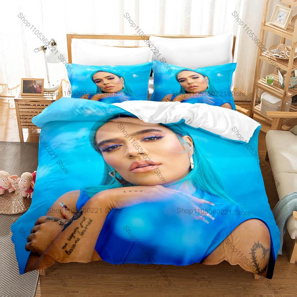 Colombian Reggaeton Icon Karol G Mañana Será Bonito Pink Angel Bichota Album Collage Bedding Set 1 Duvet Cover + 2 Pillowcases