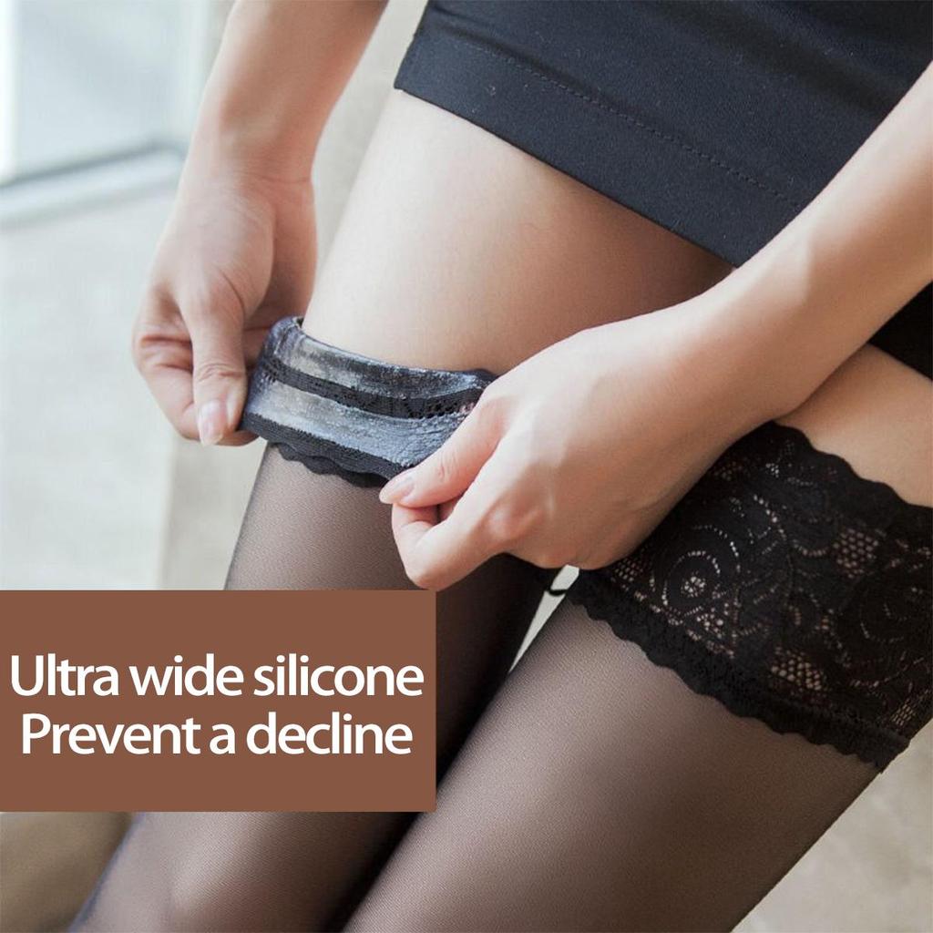 Элегантные шелковые чулки выше колена с силиконовой лентой, предотвращающей скольжение