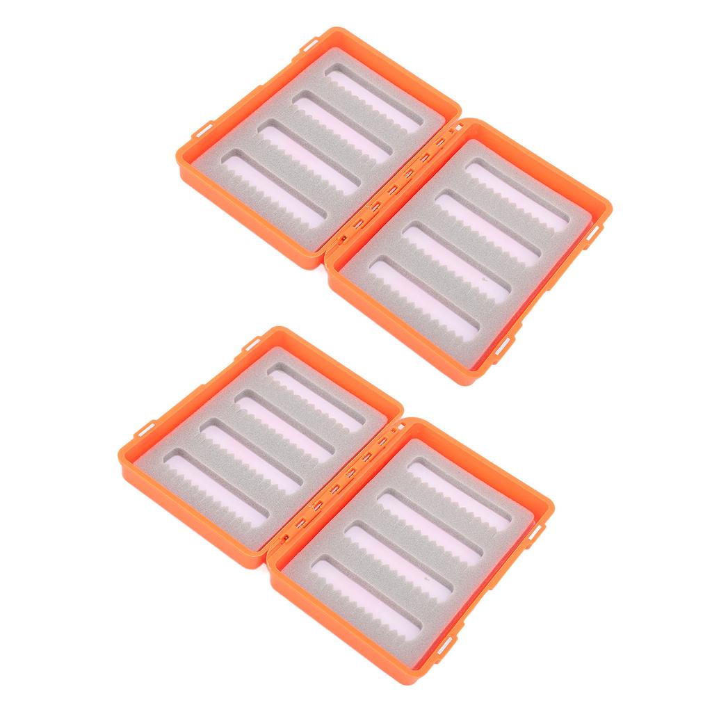2 Pcs Fishing Fly Hook Box Orange Plastic Fly Fishing Lures Storage Box for Accessory