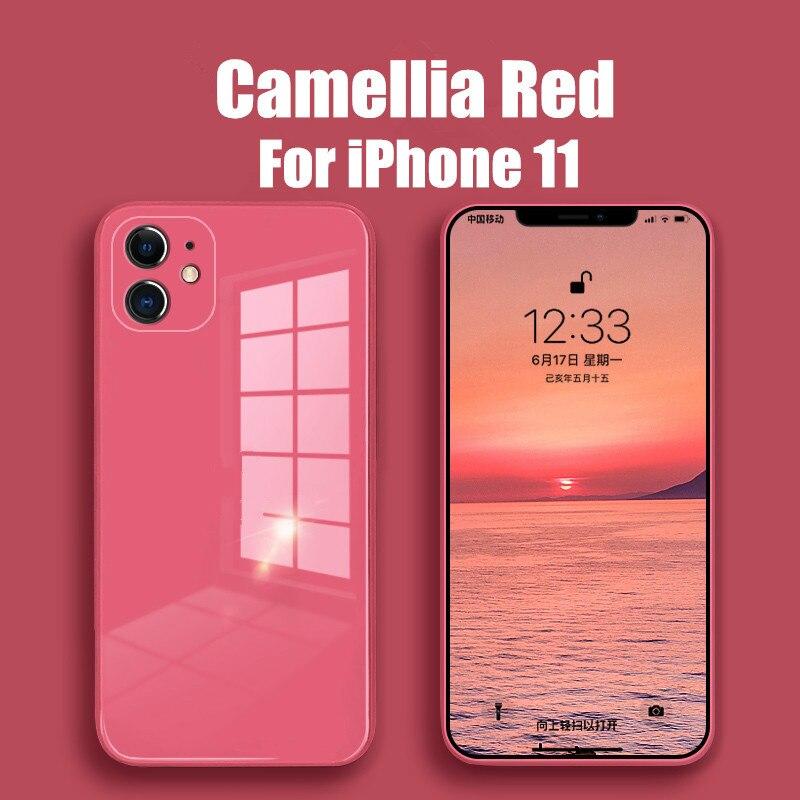 Квадратный чехол из закаленного стекла для iPhone 14 7 8 Plus 11 12 Pro Max XR XS X SE 2 2020, противоударный мягкий каркас, задняя крышка