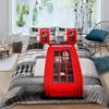 Big Ben Comforter Cover Boys Famous Telephone Booth Bedding Set for Teens Retro London Cityscape Duvet Cover Set with Pillowcase