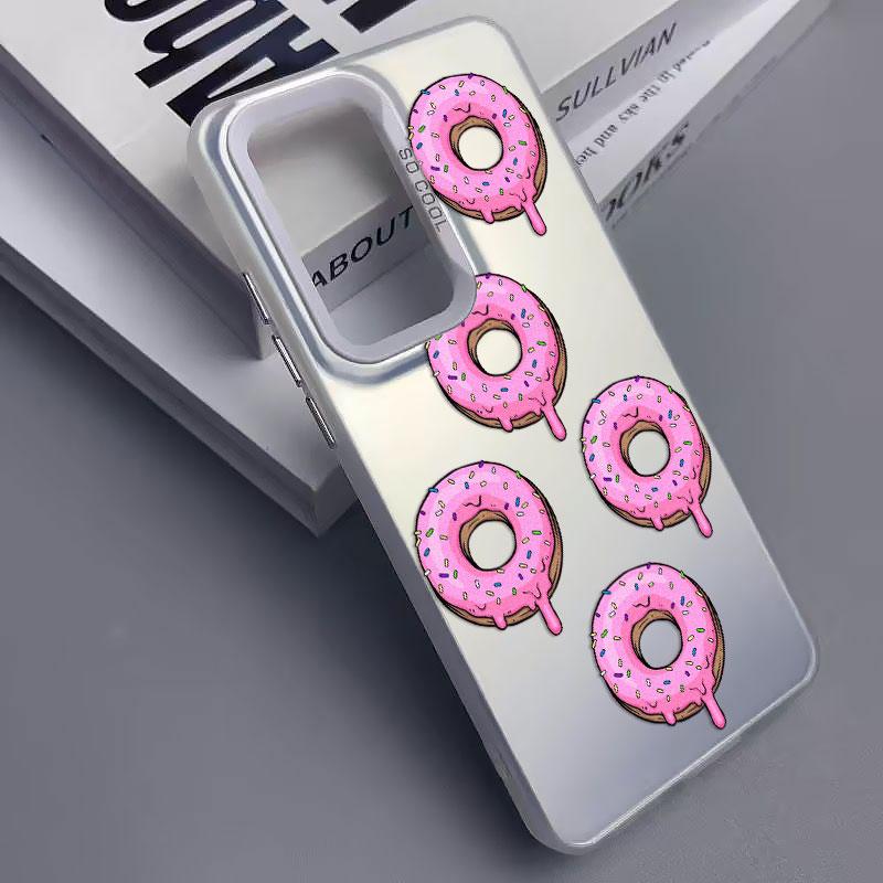 For Samsung Galaxy S21 S23 S24 FE S25 S24 S23 S22 Ultra Plus Laser Phone Case Sweet Fabulous Pink Donut Cookies Bread Cake Cover