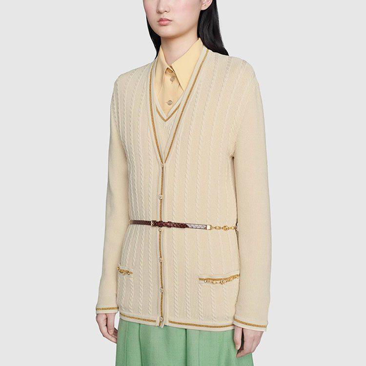 Gucci Осенне-зимняя коллекция 21 года Вязаные изделия Женские Цвет: слоновая кость Белый 653329-XKBVO-9098