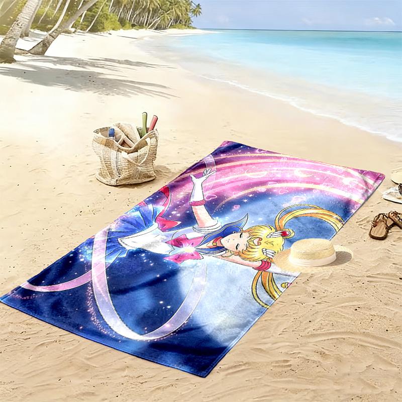 Sailor Moon2 Print Beach Towel, Large Soft Quick Dry Towel for Beach Camping Swimming