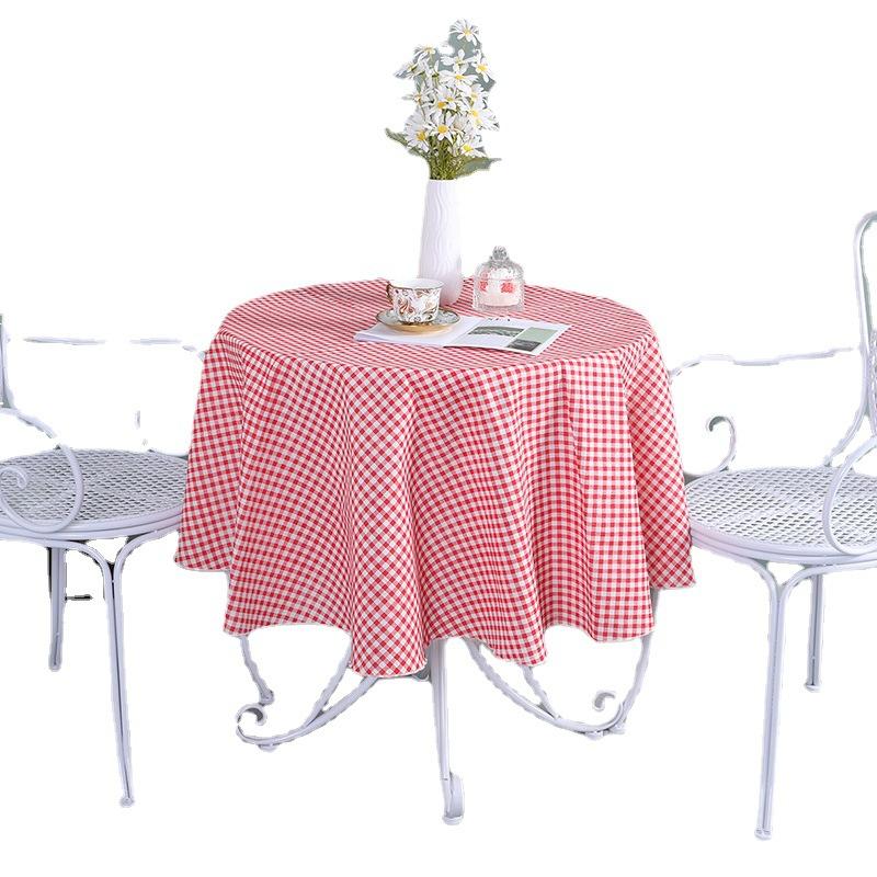 Круглая Скатерть Хлопок Лен Клетчатая Скатерть Маленькая Свежая Круглая Скатерть Скатерть для Кофейного Столика Скатерть для Кофейного Столика