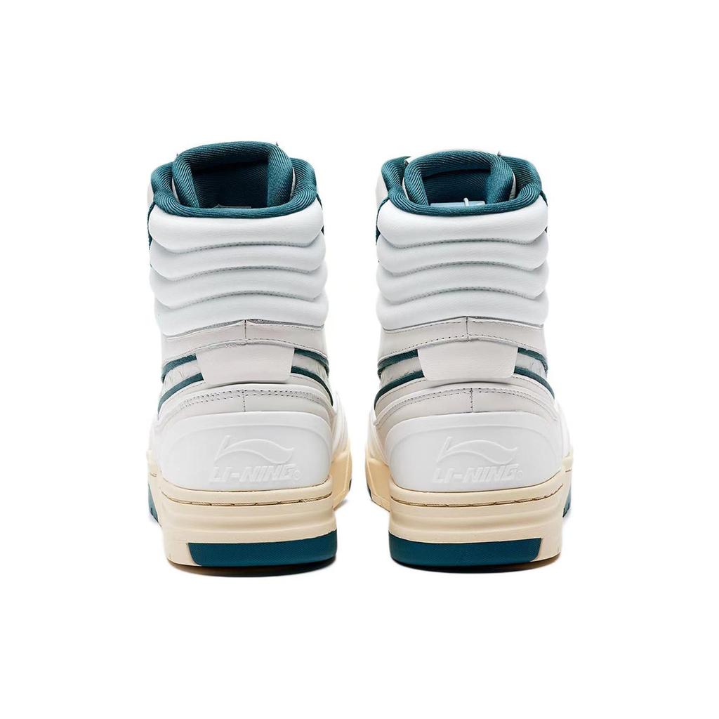 Li Ning Fabric Leather 005 Classic Retro Color Block Sports Casual Breathable High-Top Sneakers Women sneakers White ALFR166-1