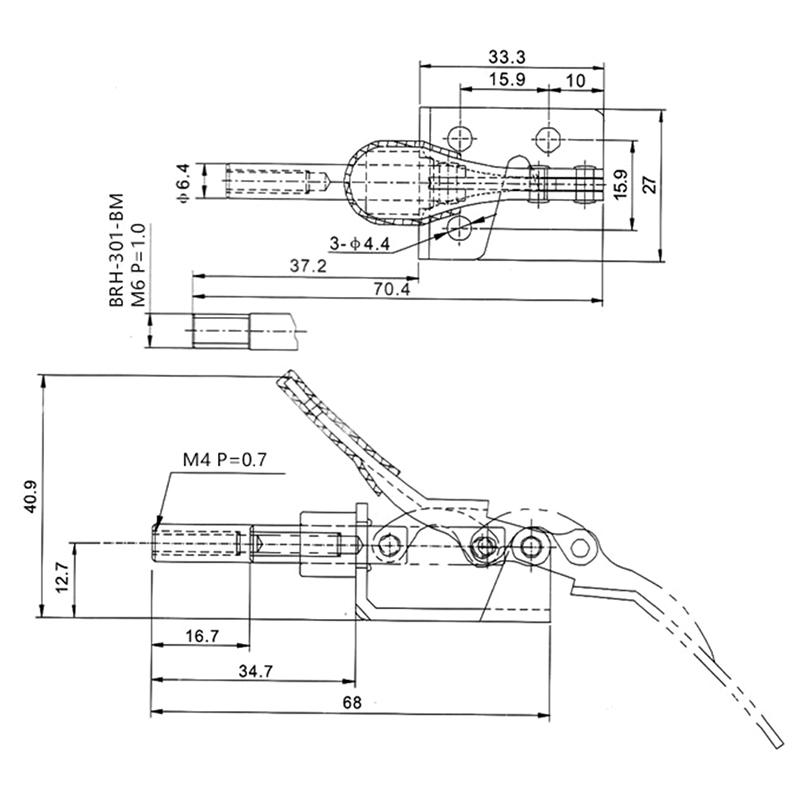 Gh-301Am Тумблерный зажим, удерживающая защелку, 45 кг, двухтактный быстроразъемный ручной инструмент